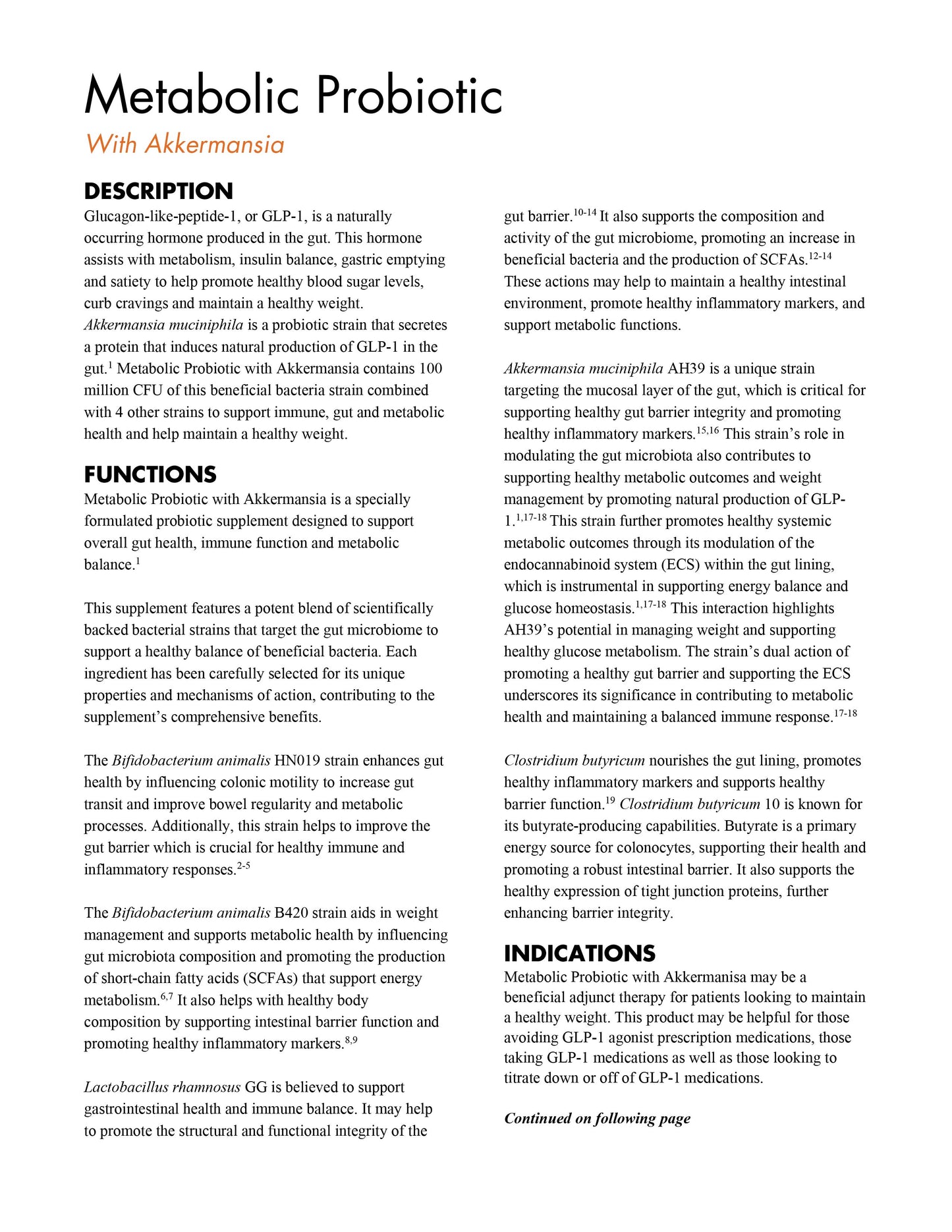 Metabolic Probiotic with Akkermansia